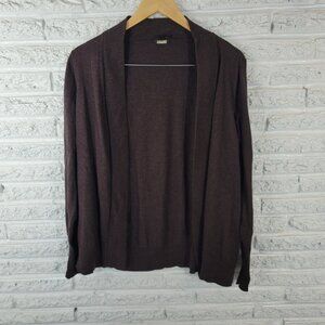 Worthington Womens Sweater 1X Plus Cardigan Open Brown Cotton Blend BRO19E